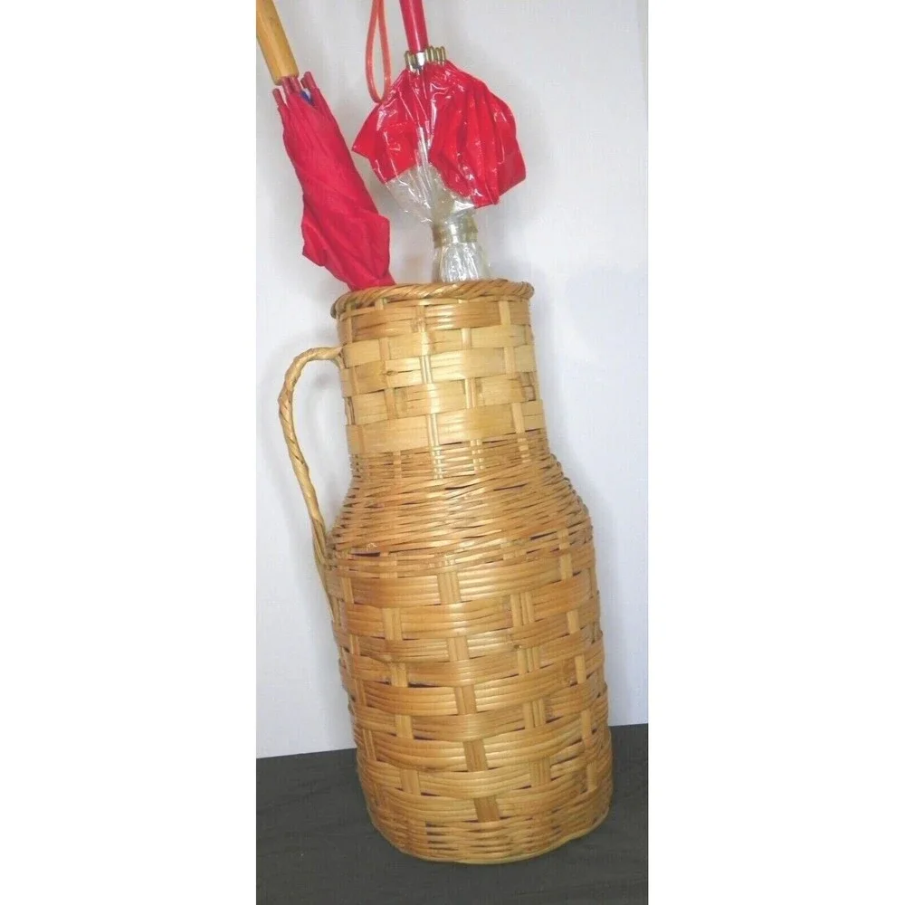Vintage‎ Wicker Umbrella Basket Woven Basket Retro Art Deco